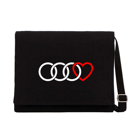 3 Audi Rings Hearth Siyah Kanvas Postacı Çantası