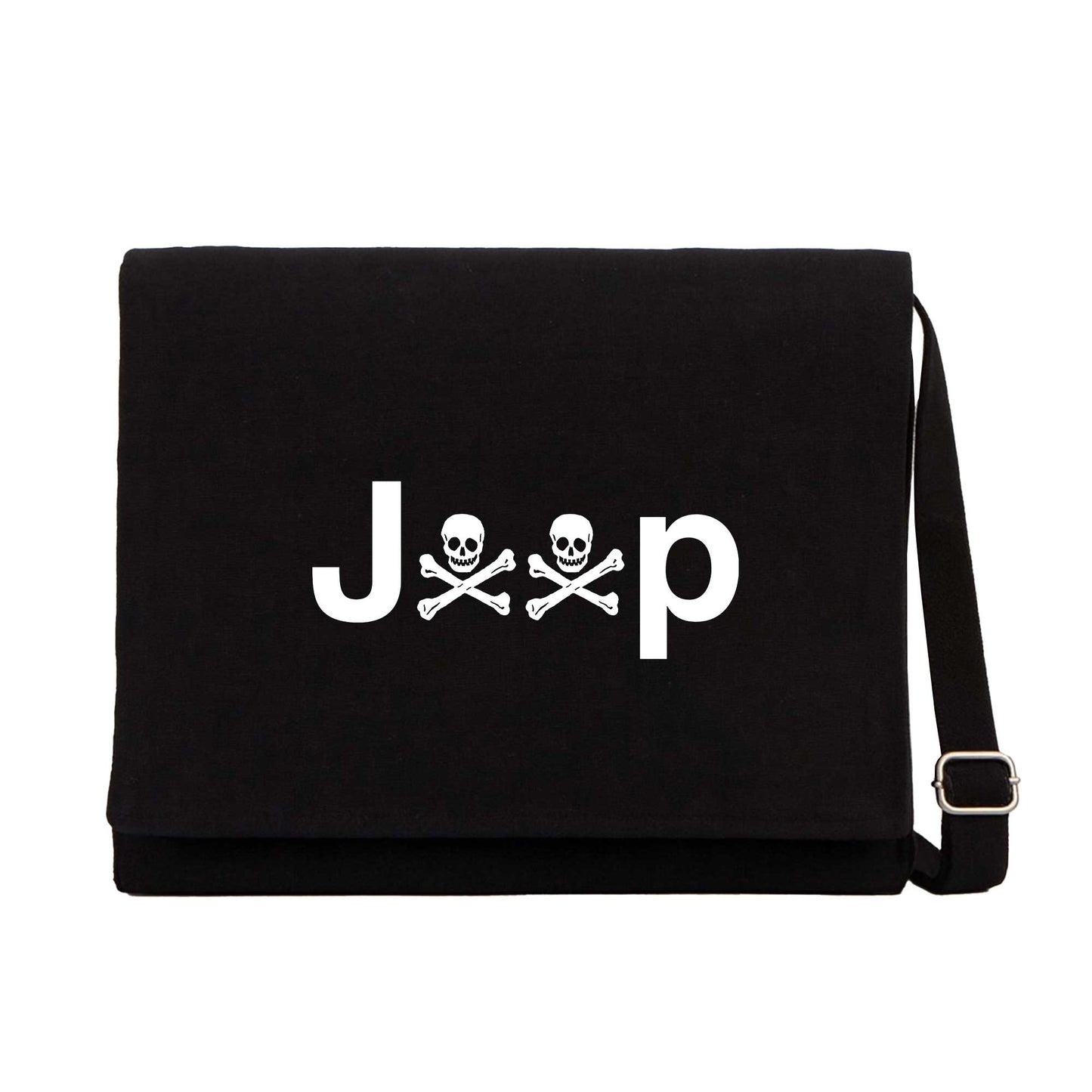 Jeep Skull Siyah Kanvas Postacı Çantası