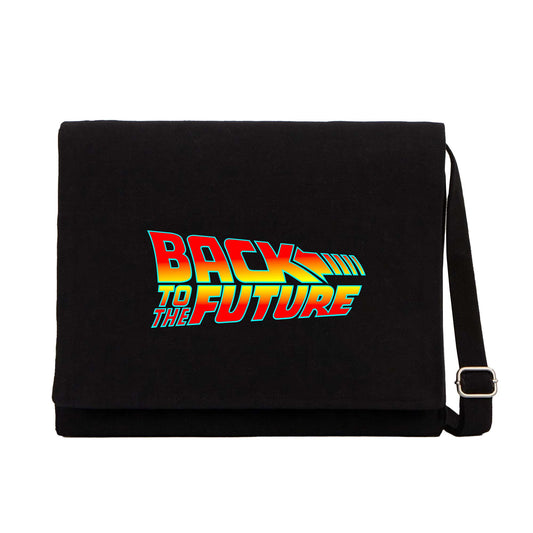 Back To The Fature-Gelece Dönüş Siyah Kanvas Postacı Çantası