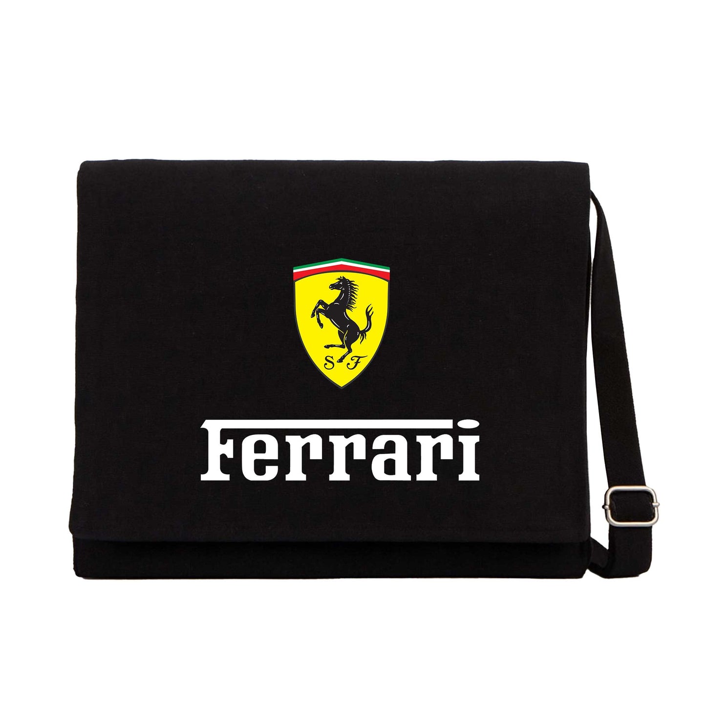 Ferrari İn İtaly Siyah Kanvas Postacı Çantası