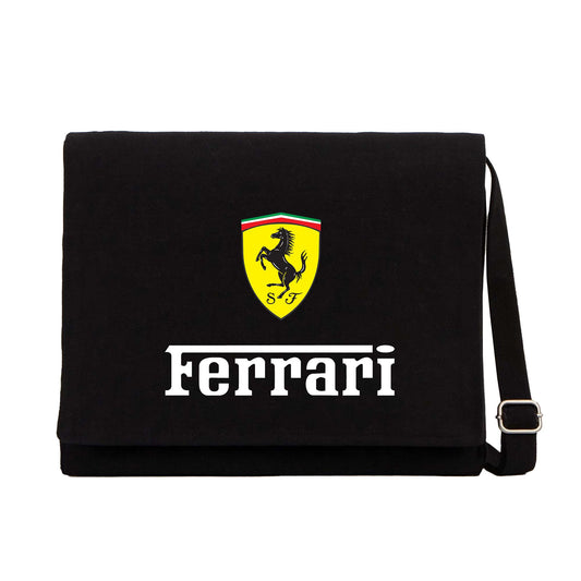 Ferrari İn İtaly Siyah Kanvas Postacı Çantası