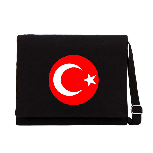 Ay Yıldız Siyah Kanvas Postacı Çantası