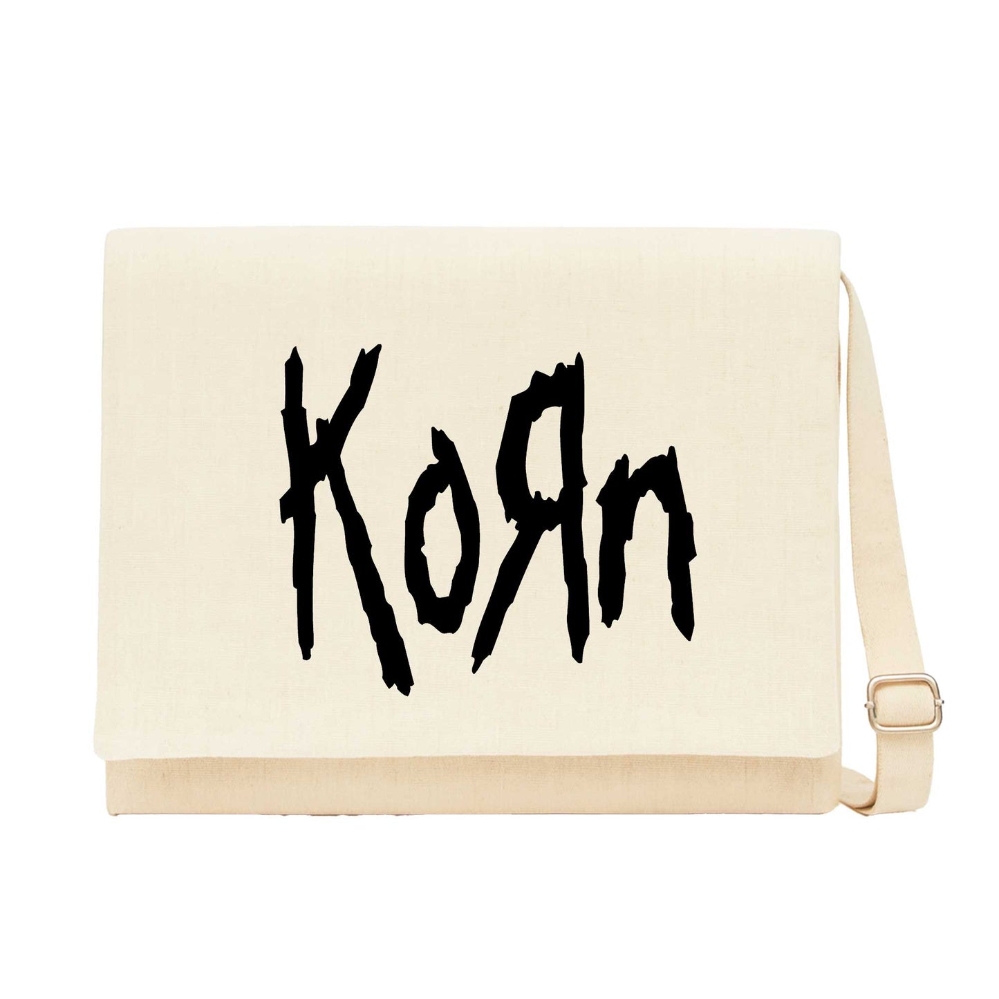 Korn Logo 2 Krem Kanvas Postacı Çantası