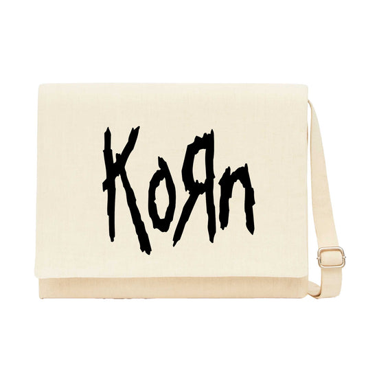 Korn Logo 2 Krem Kanvas Postacı Çantası