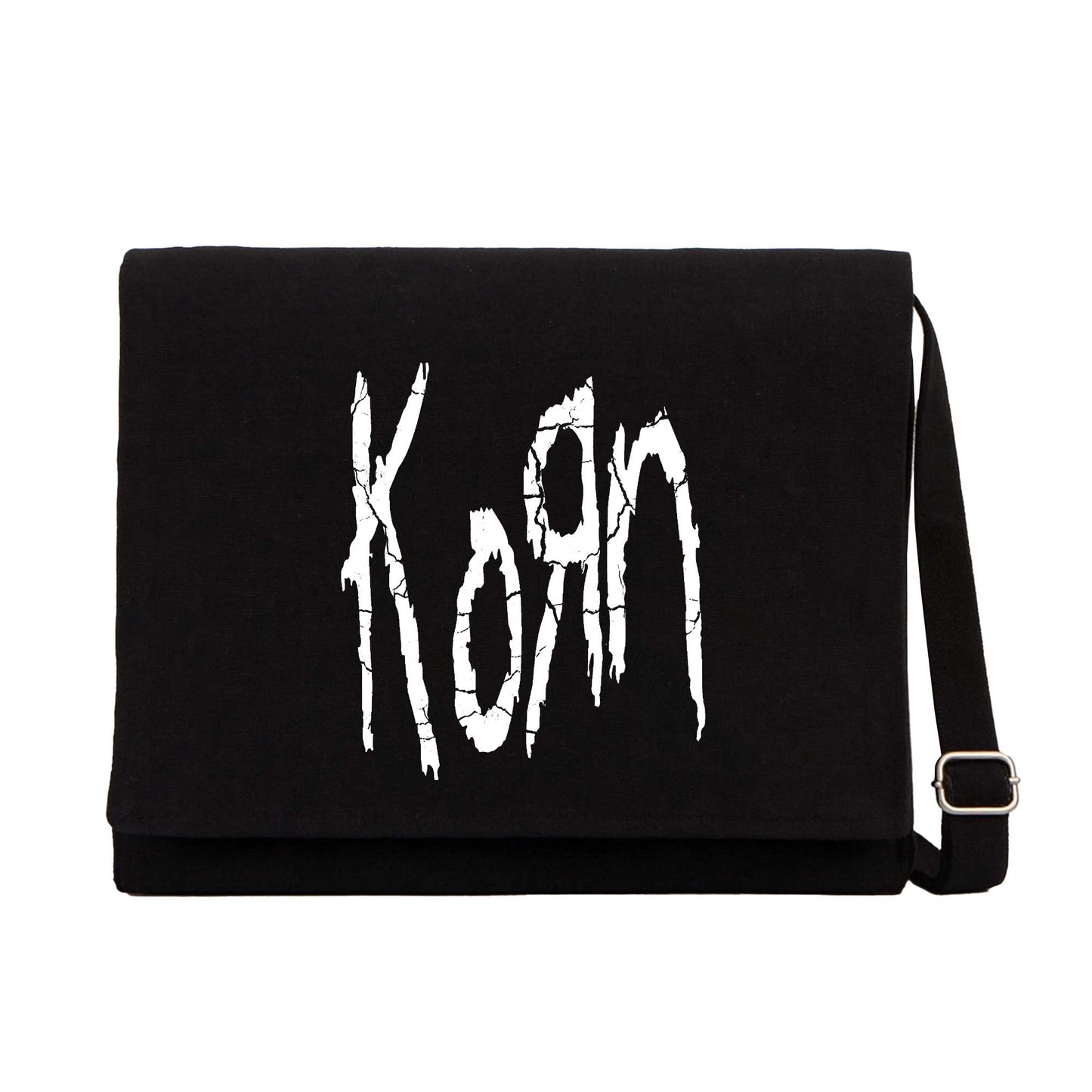 Korn Logo Siyah Kanvas Postacı Çantası