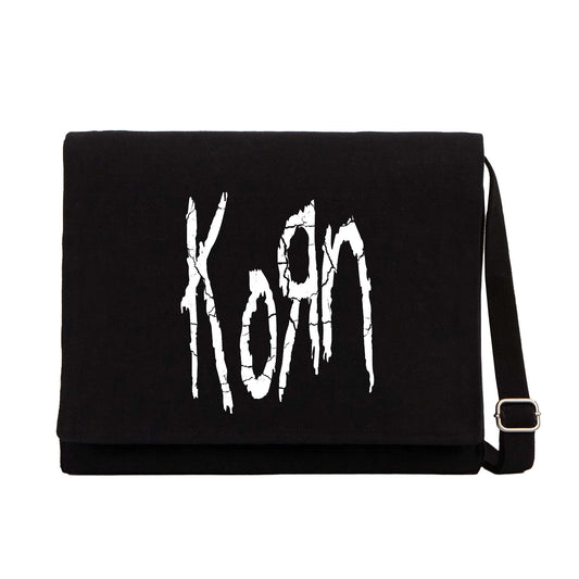Korn Logo Siyah Kanvas Postacı Çantası