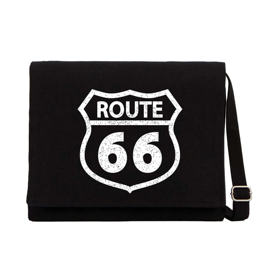Route66 Logo Siyah Kanvas Postacı Çantası