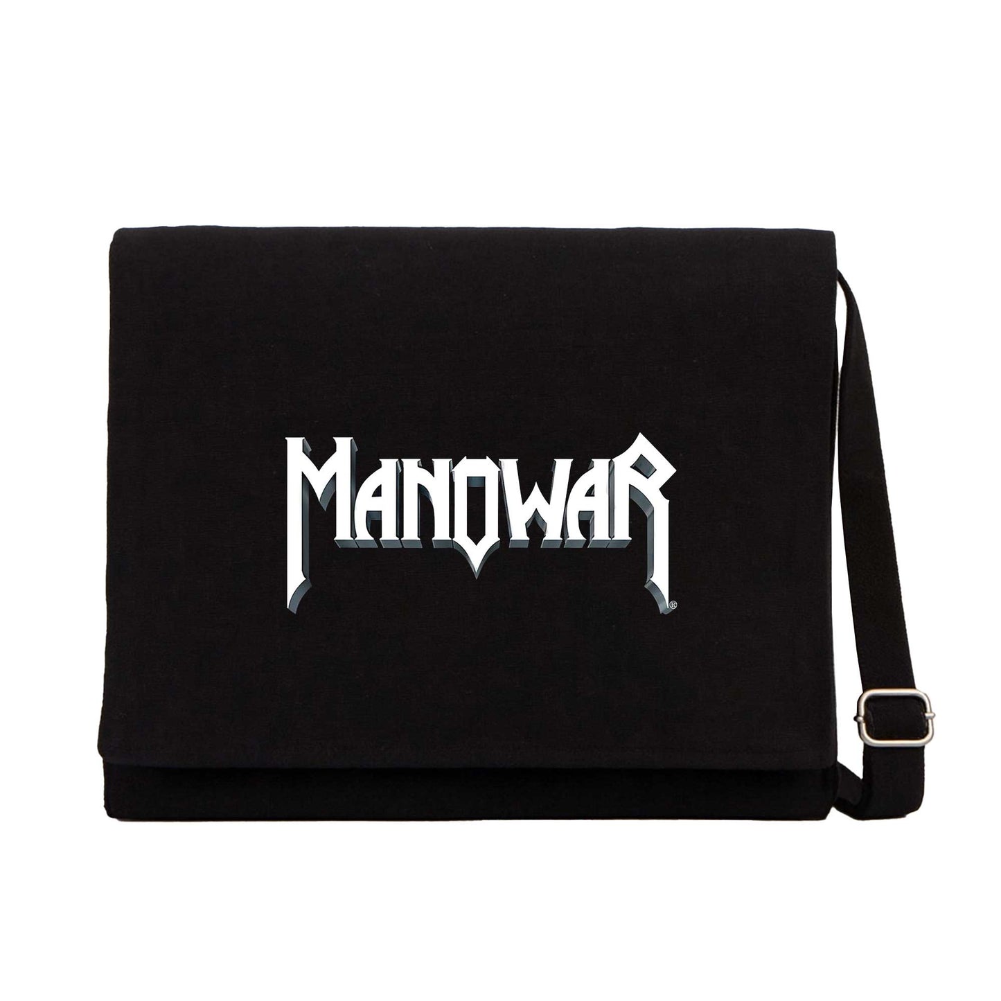 Manowar Logo Classic 2 Siyah Kanvas Postacı Çantası