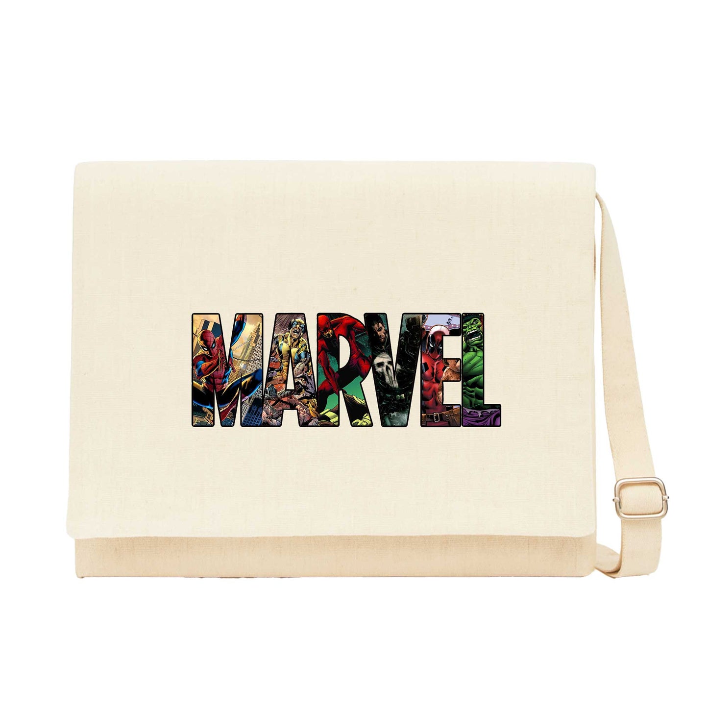 Marvel Heroes In Post 2 Krem Kanvas Postacı Çantası