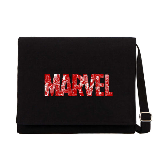 Marvel Heroes In Post 3 Siyah Kanvas Postacı Çantası