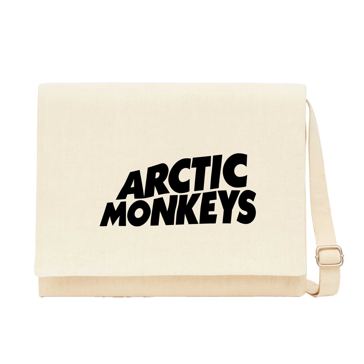 Arctic Monkeys Logo Krem Kanvas Postacı Çantası