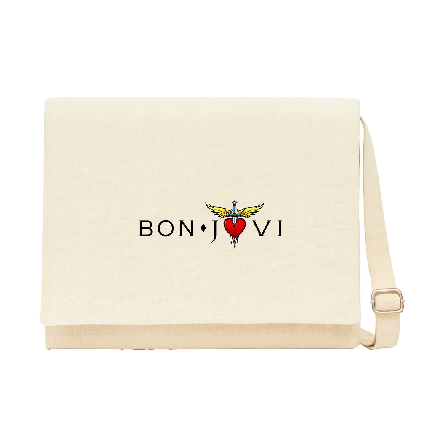 Bon Jovi In Heart Krem Kanvas Postacı Çantası