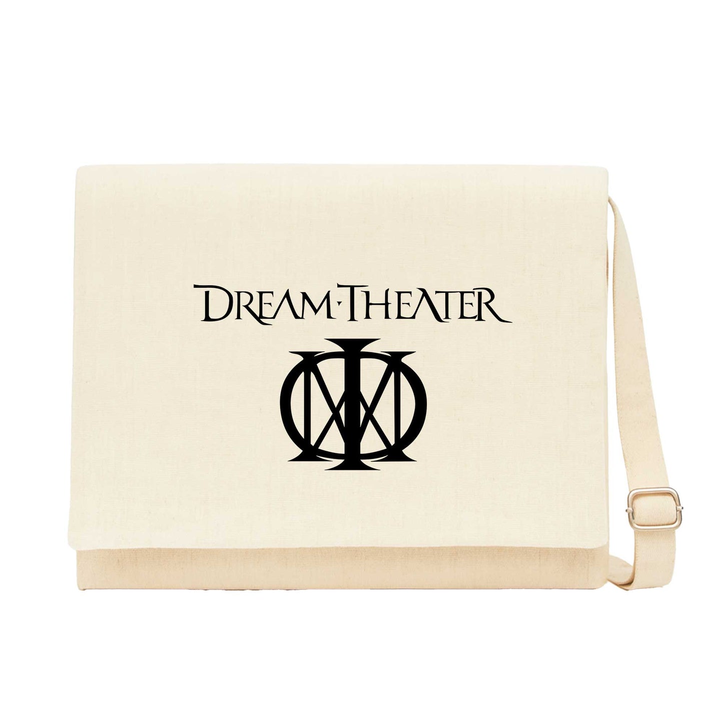 Dream Theather Logo Krem Kanvas Postacı Çantası
