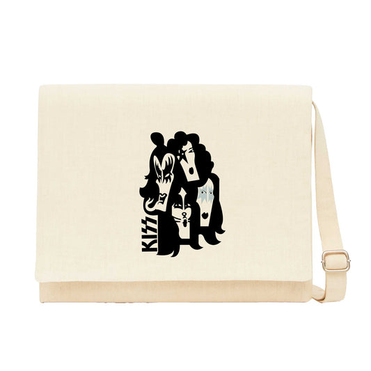 Kiss Cartoon Face Krem Kanvas Postacı Çantası