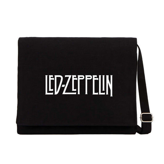 Led Zeppelin Logo Siyah Kanvas Postacı Çantası
