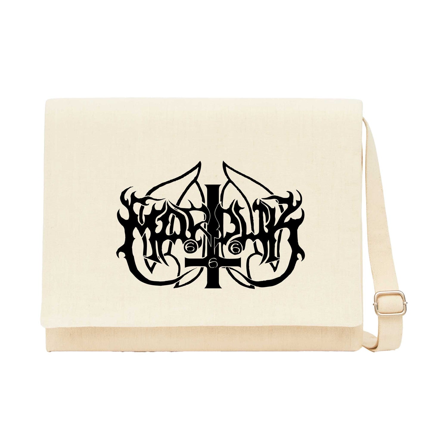 Marduk Logo Krem Kanvas Postacı Çantası