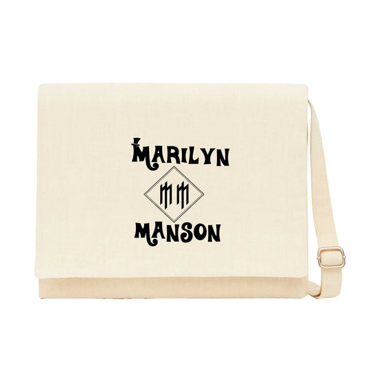 Marilyn Manson Text Krem Kanvas Postacı Çantası