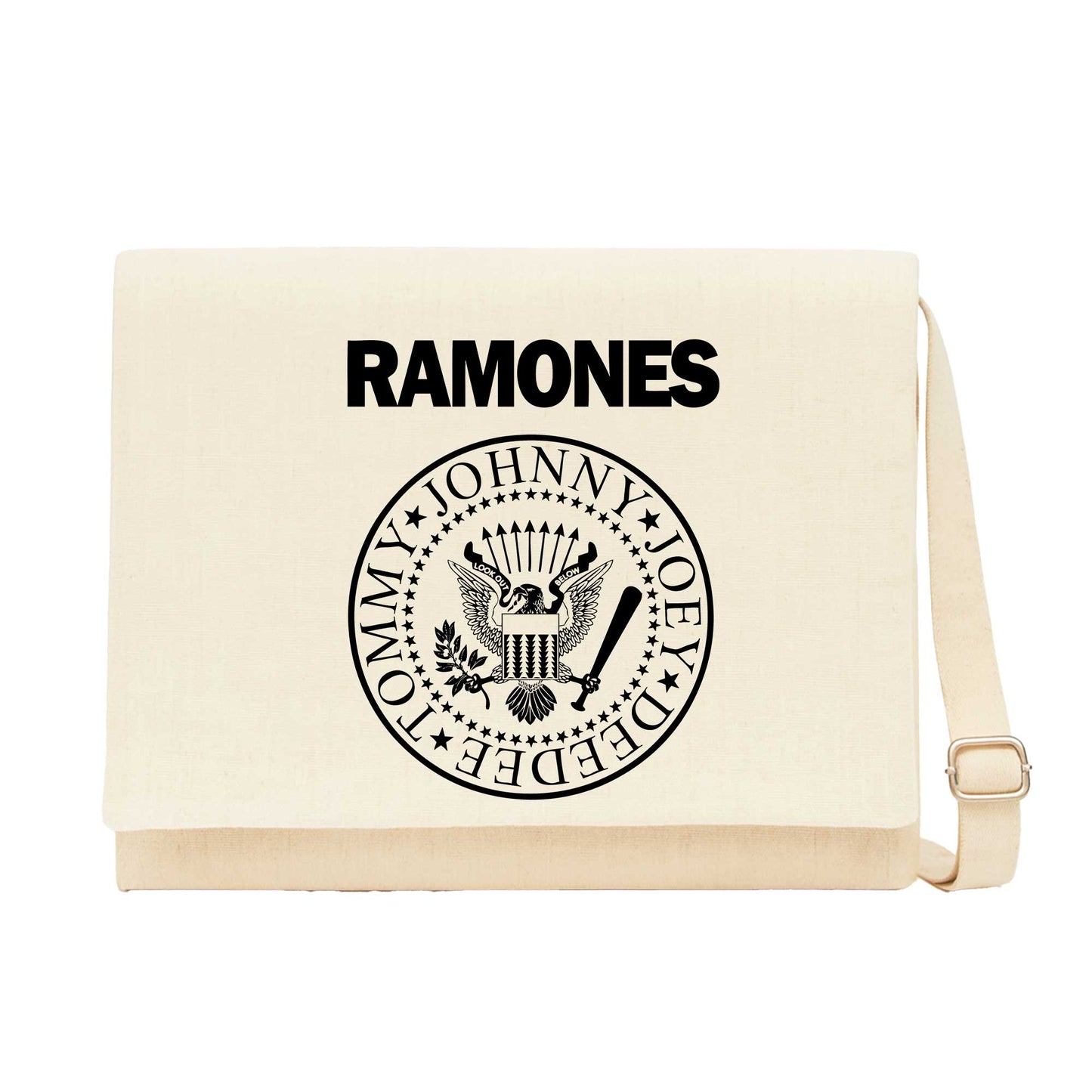 Ramones Look Out Below Krem Kanvas Postacı Çantası