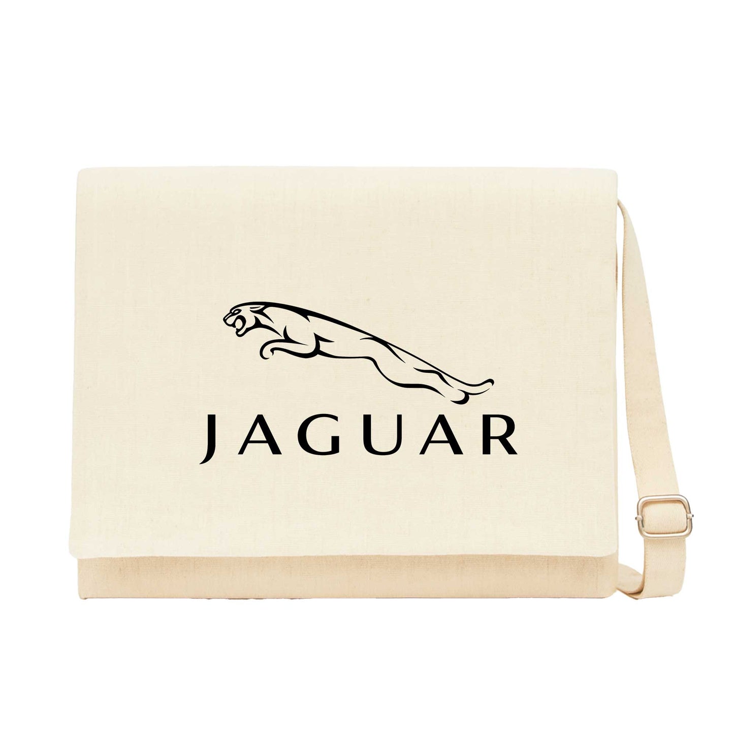 Jaguar Logo Krem Kanvas Postacı Çantası