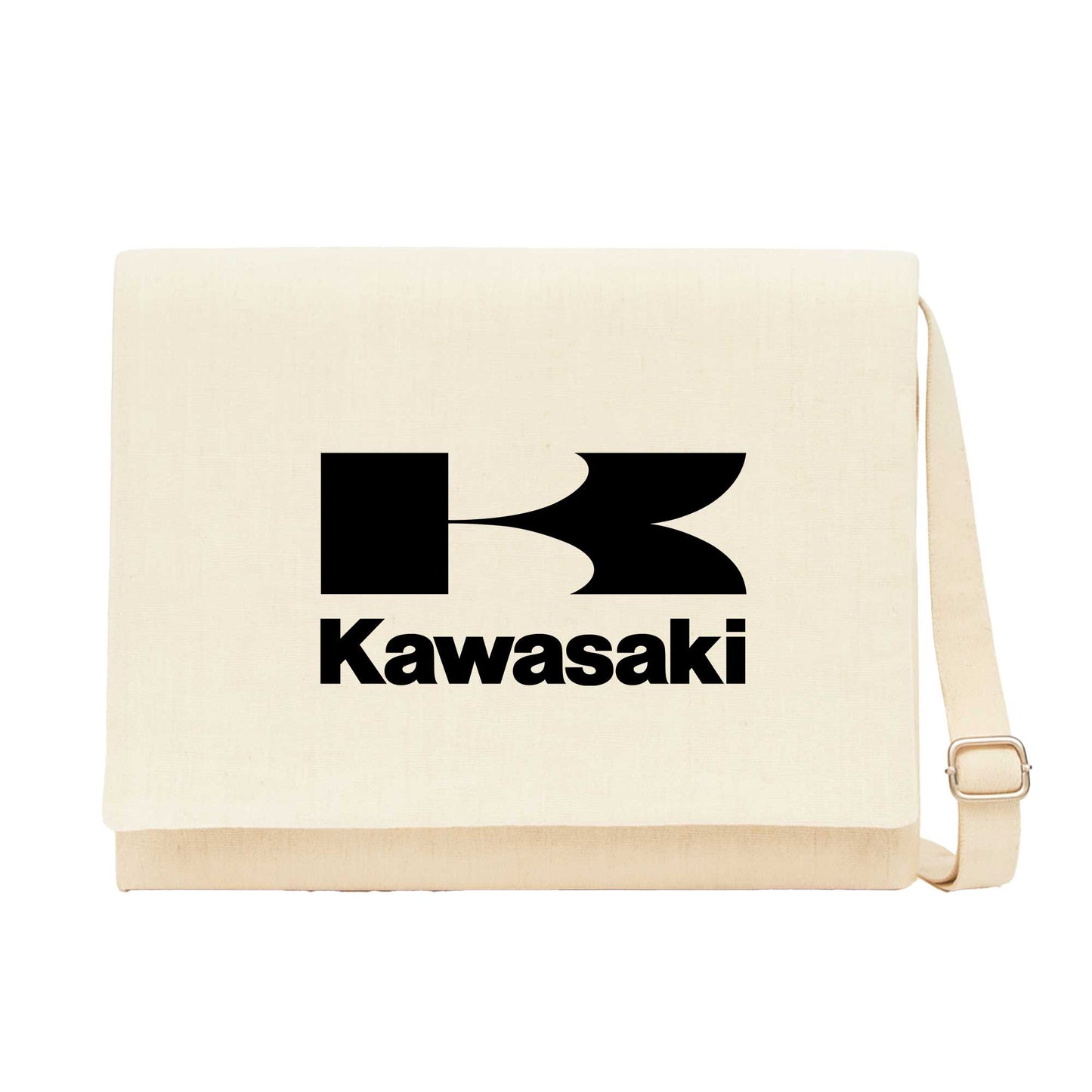 Kawasaki Logo Krem Kanvas Postacı Çantası