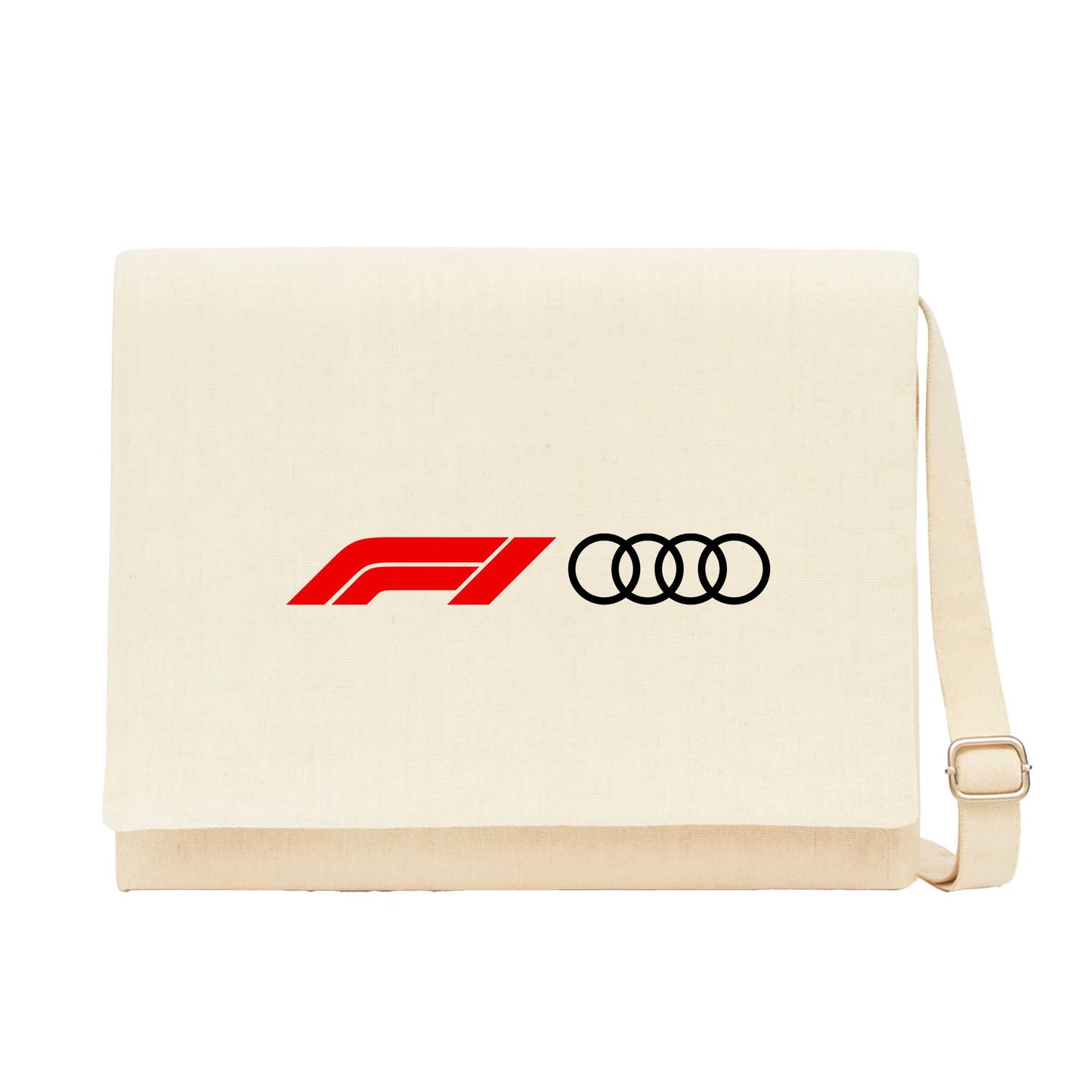 F1 Audi Logo Krem Kanvas Postacı Çantası