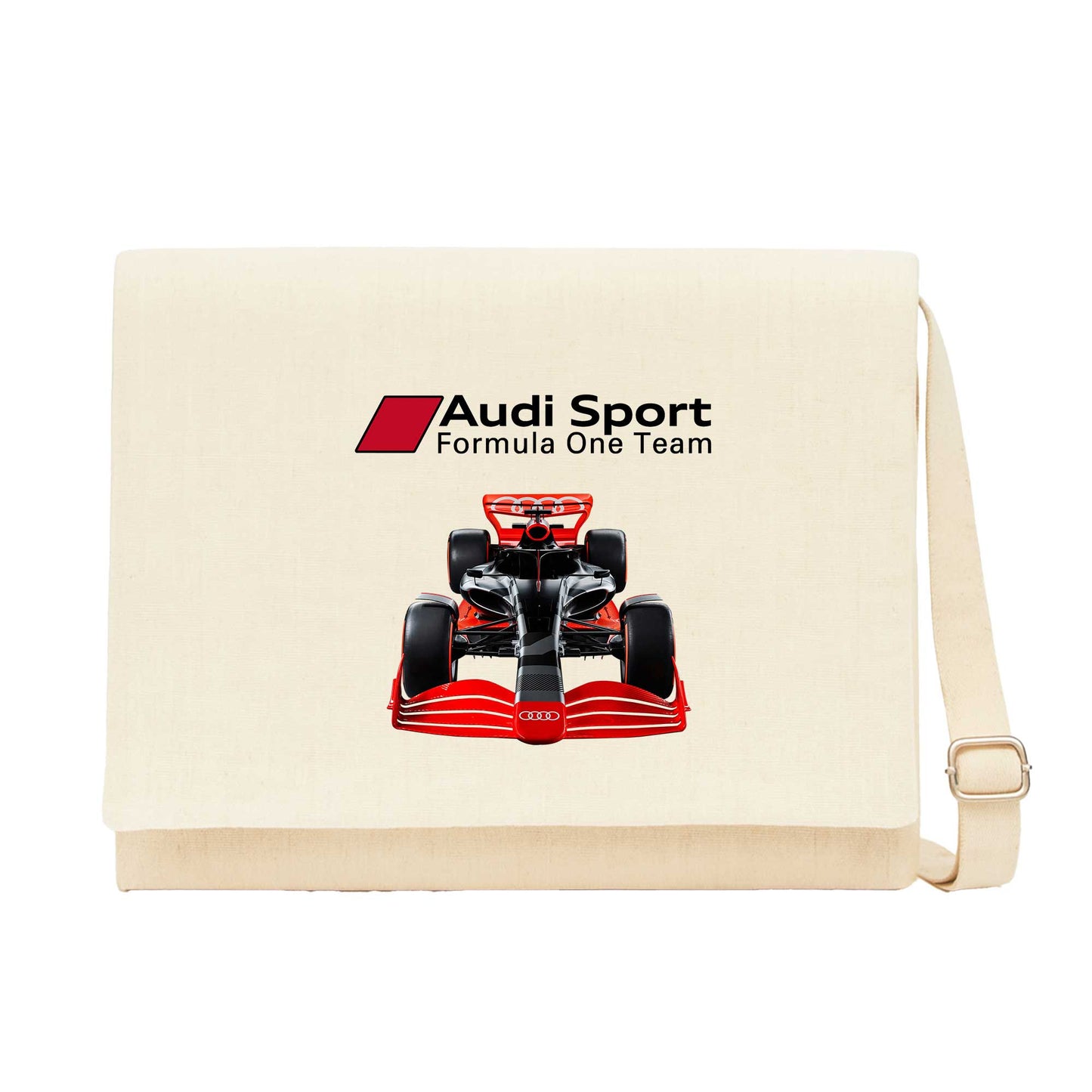 F1 Audi Sport Formula Krem Kanvas Postacı Çantası