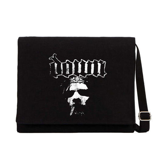 Down Jesus Face Siyah Kanvas Postacı Çantası