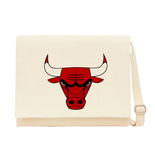 Chicago Bulls Logo Krem Kanvas Postacı Çantası