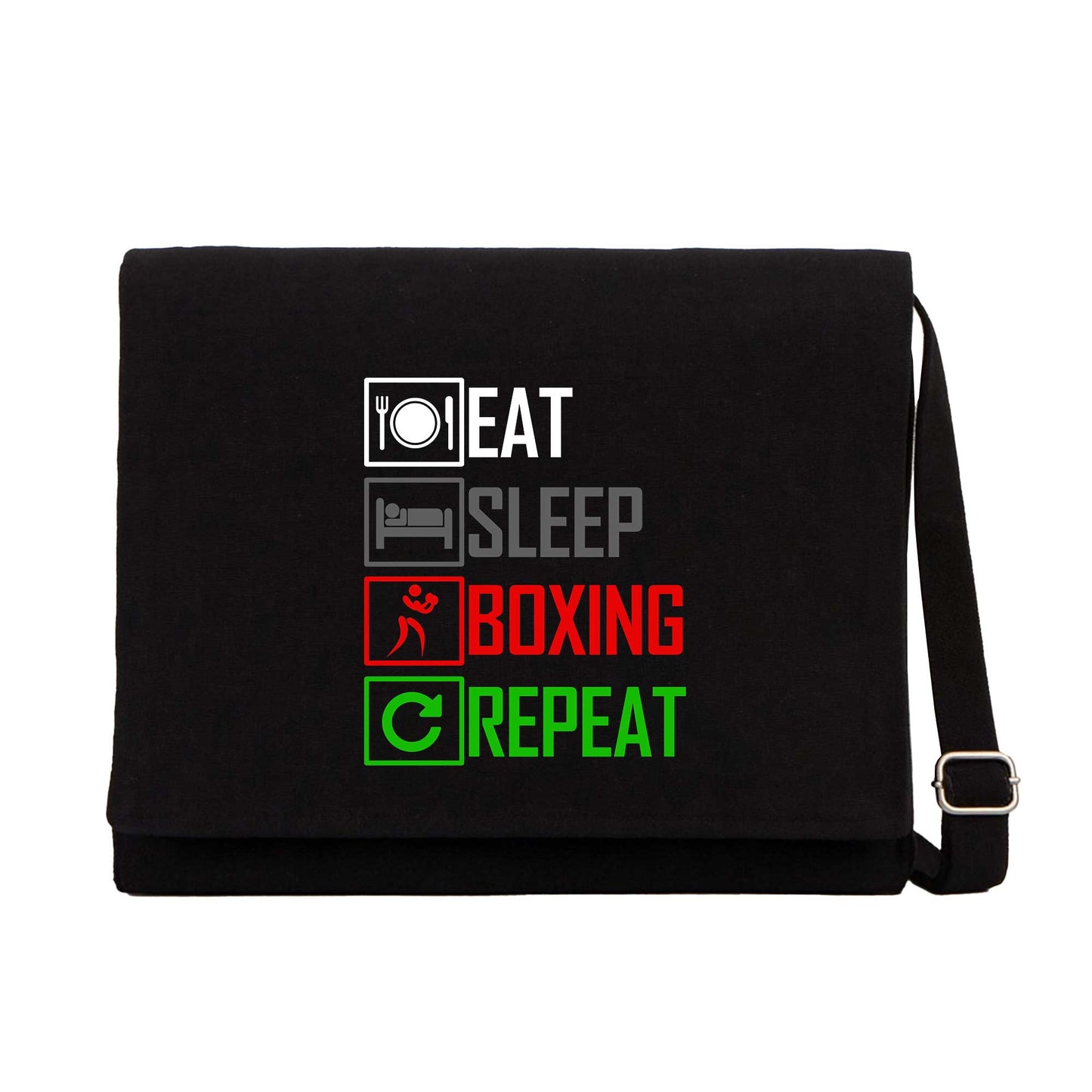 Boxing Repeat Siyah Kanvas Postacı Çantası