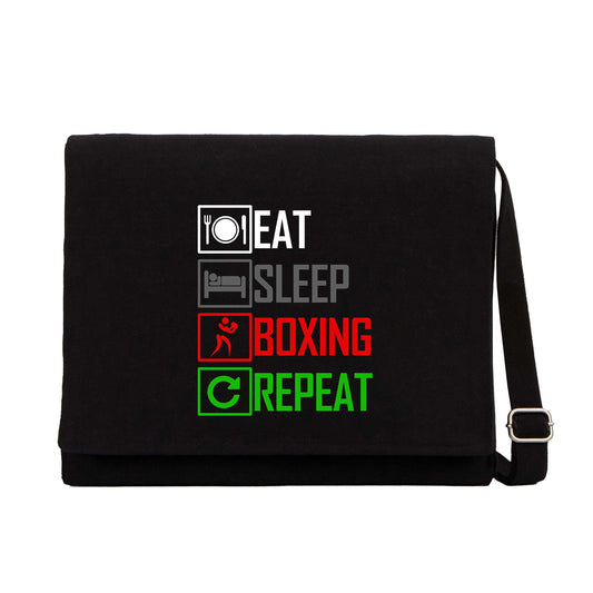 Boxing Repeat Siyah Kanvas Postacı Çantası