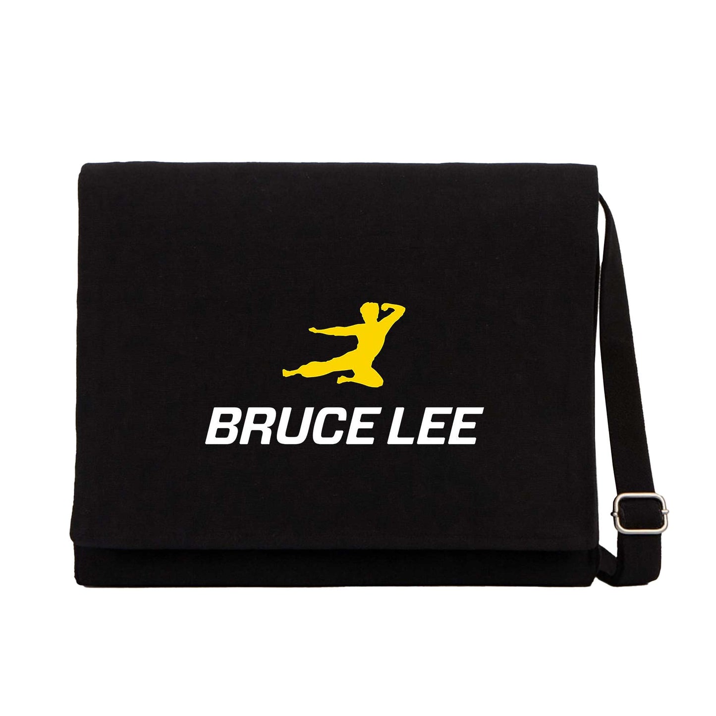 Bruce Lee Yellow Man Siyah Kanvas Postacı Çantası