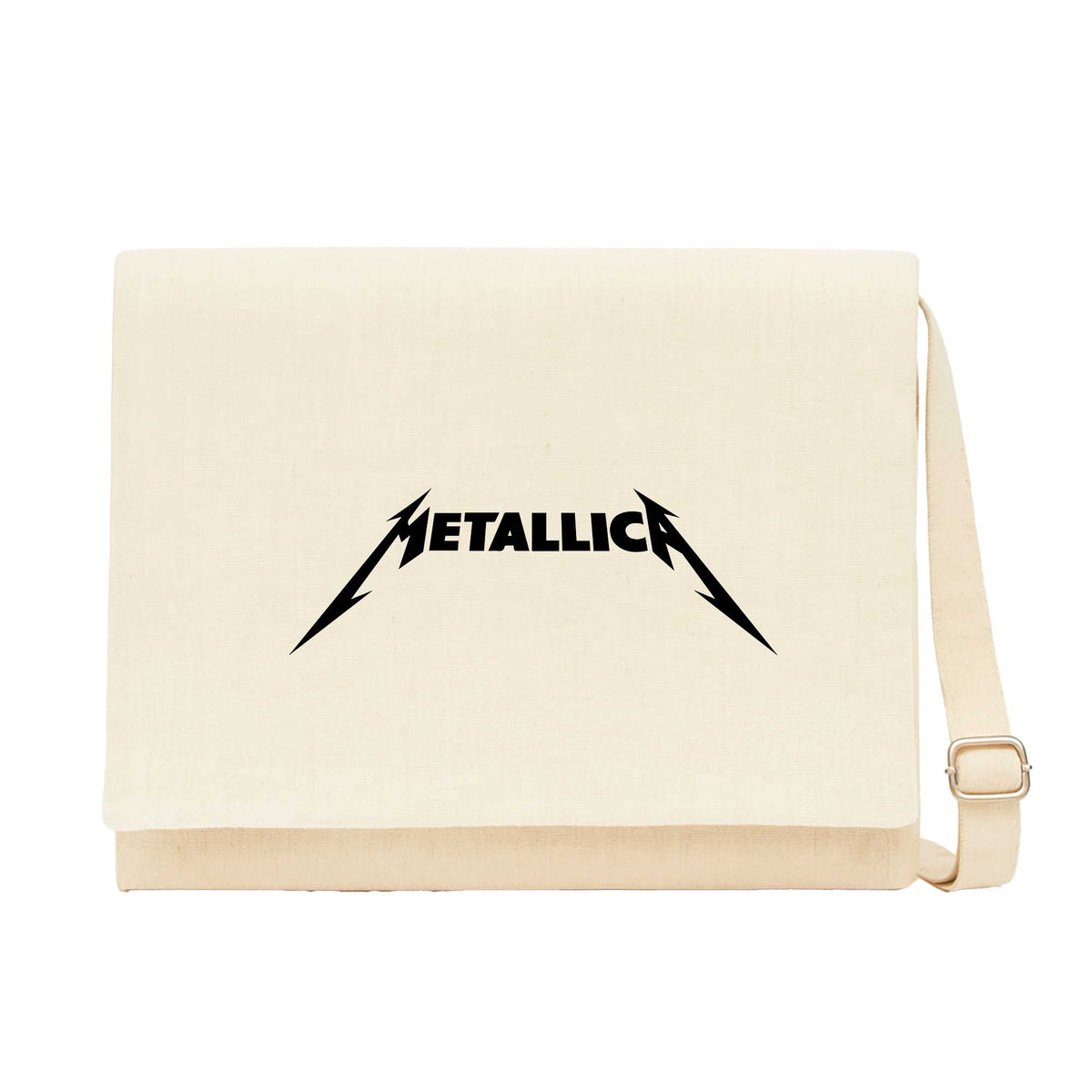 Metallica Classic Logo Krem Kanvas Postacı Çantası