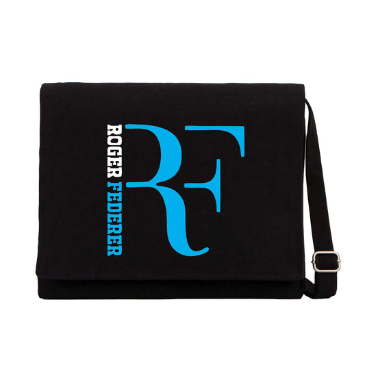 Roger Federer Blue Logo Siyah Kanvas Postacı Çantası