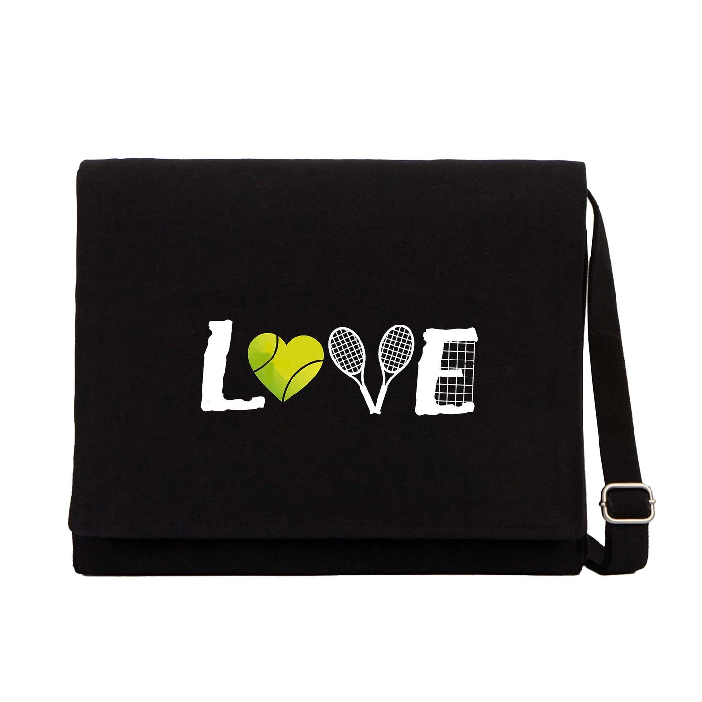 Tennis Love Siyah Kanvas Postacı Çantası