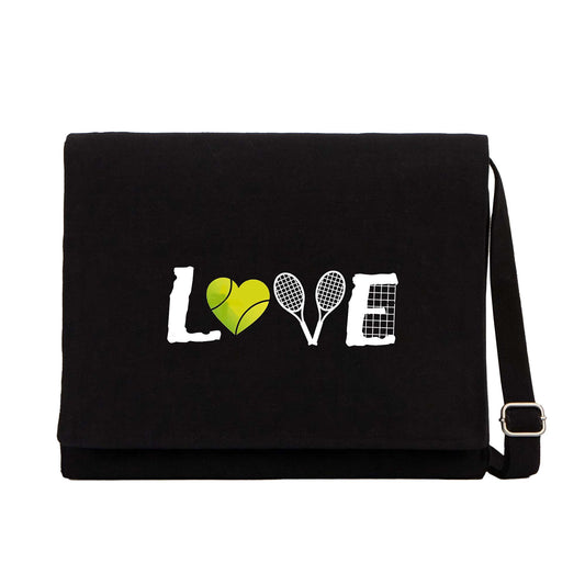 Tennis Love Siyah Kanvas Postacı Çantası