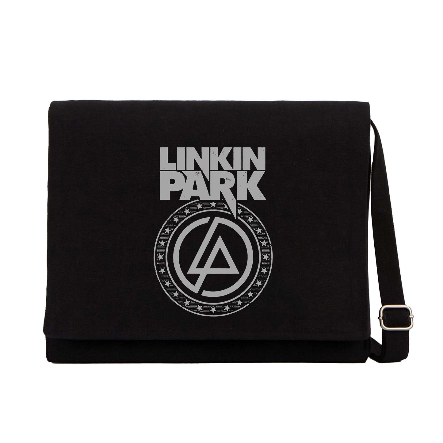 Linkin Park Logo Ve Star Siyah Kanvas Postacı Çantası