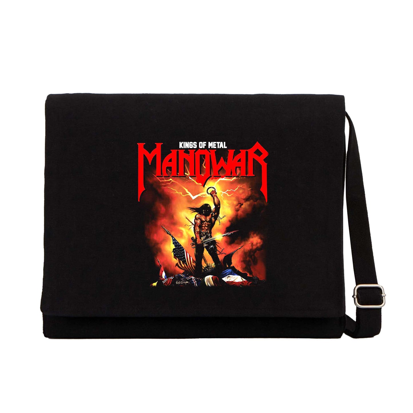 Manowar Kings Of Metal Siyah Kanvas Postacı Çantası