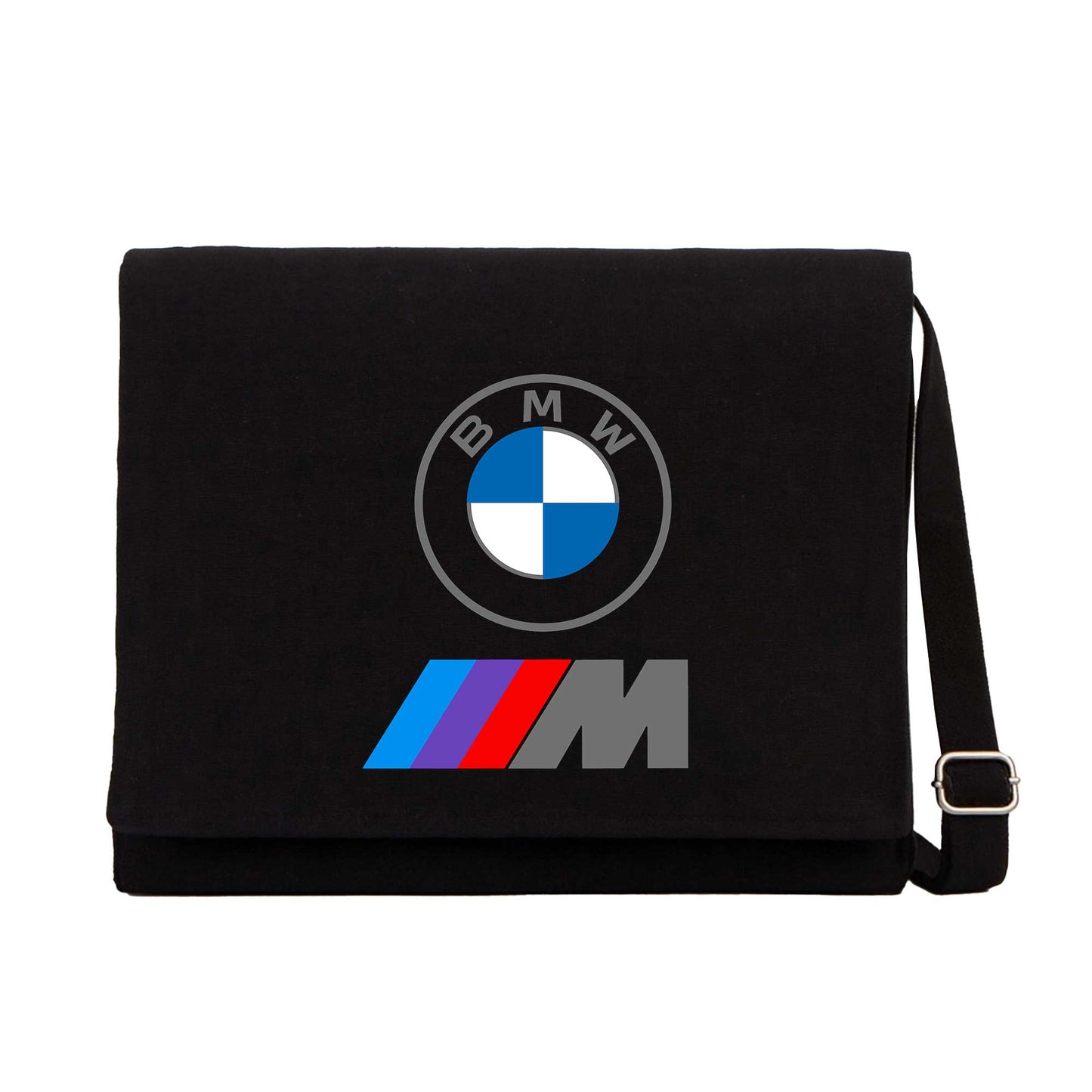 Bmw Logo M Power Kalp Üzeri Siyah Kanvas Postacı Çantası