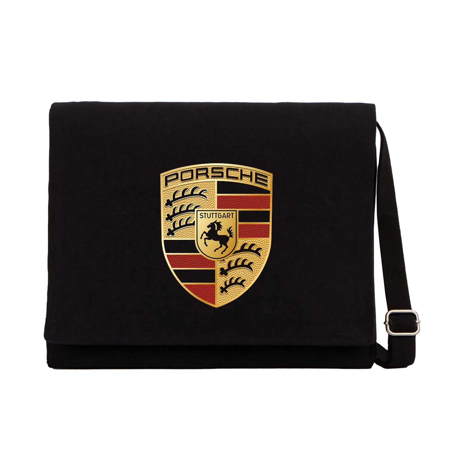 Porsche Logo Siyah Kanvas Postacı Çantası