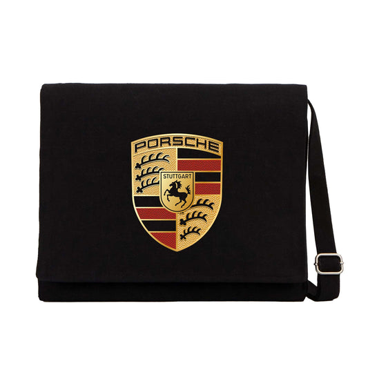 Porsche Logo Siyah Kanvas Postacı Çantası