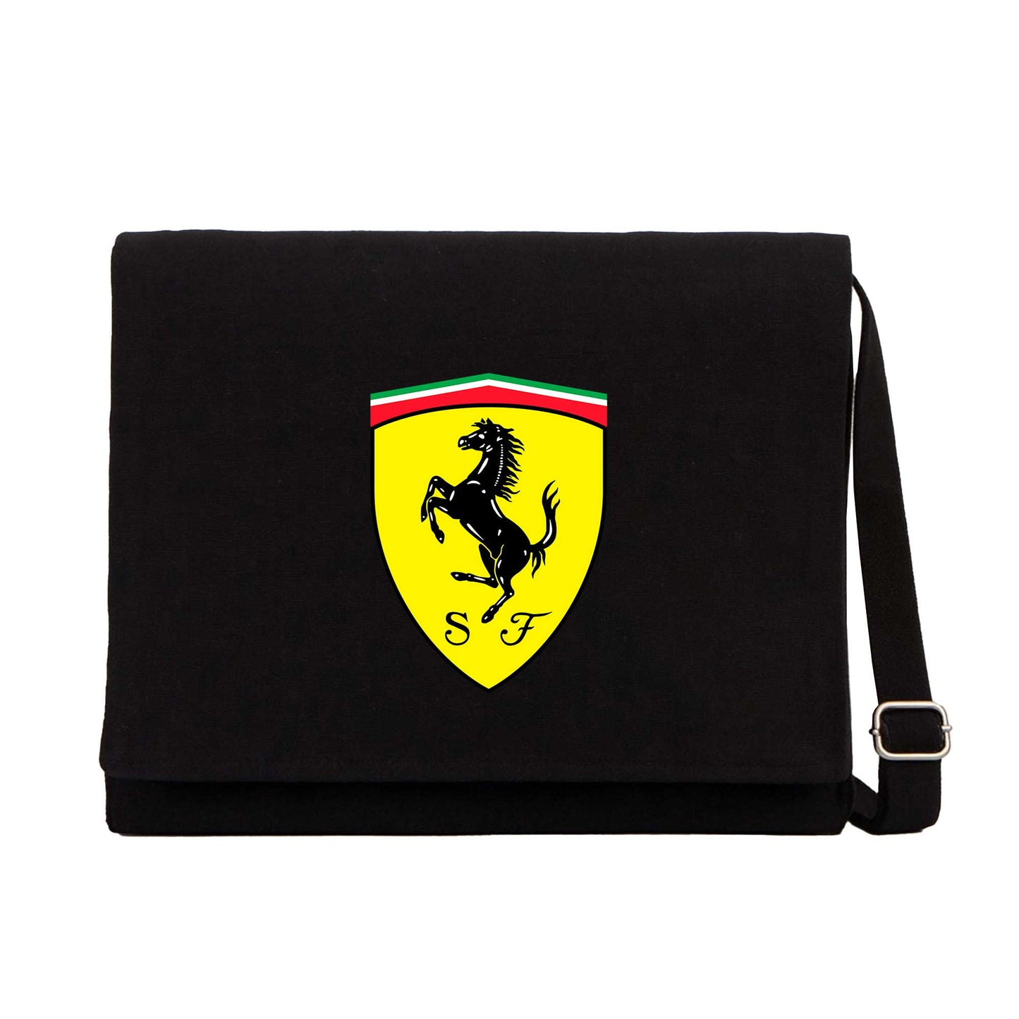 Ferrari Logo Siyah Kanvas Postacı Çantası