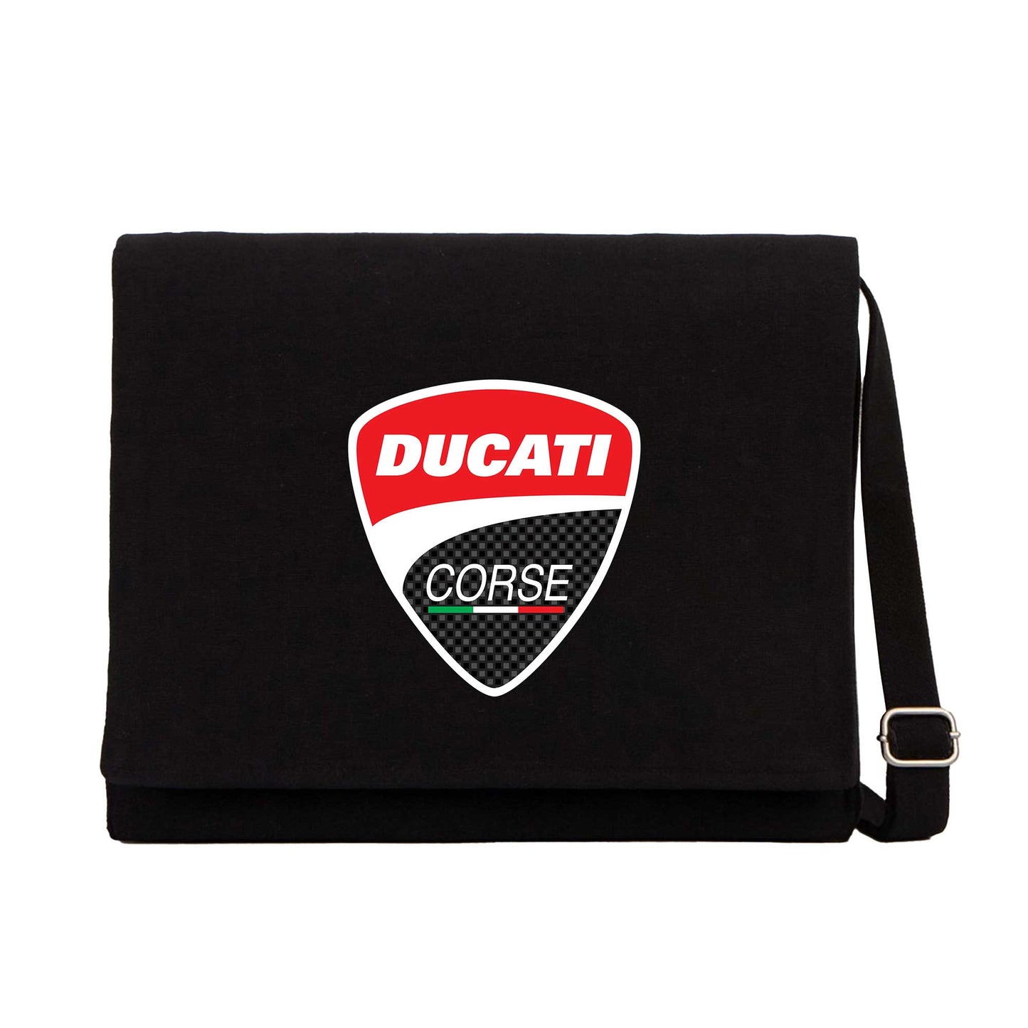 Ducati Corse Logo Siyah Kanvas Postacı Çantası