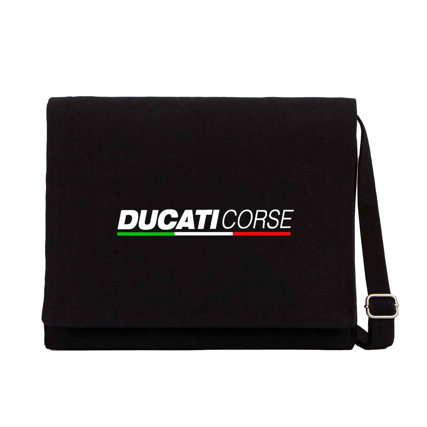 Ducati Corse Text Siyah Kanvas Postacı Çantası