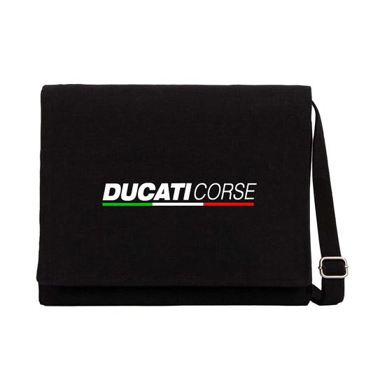 Ducati Corse Text Siyah Kanvas Postacı Çantası