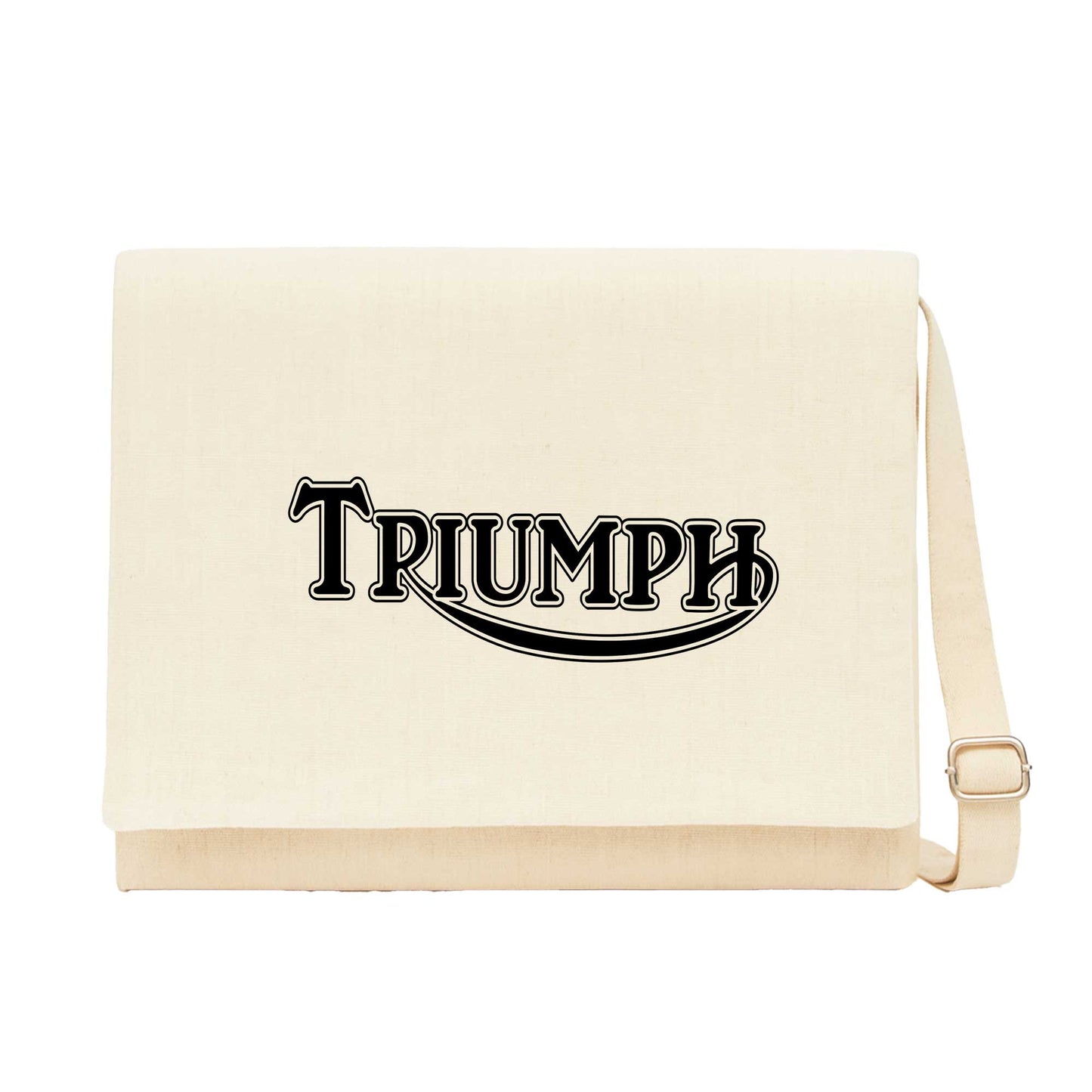 Triumph Motorcycles Logo Krem Kanvas Postacı Çantası