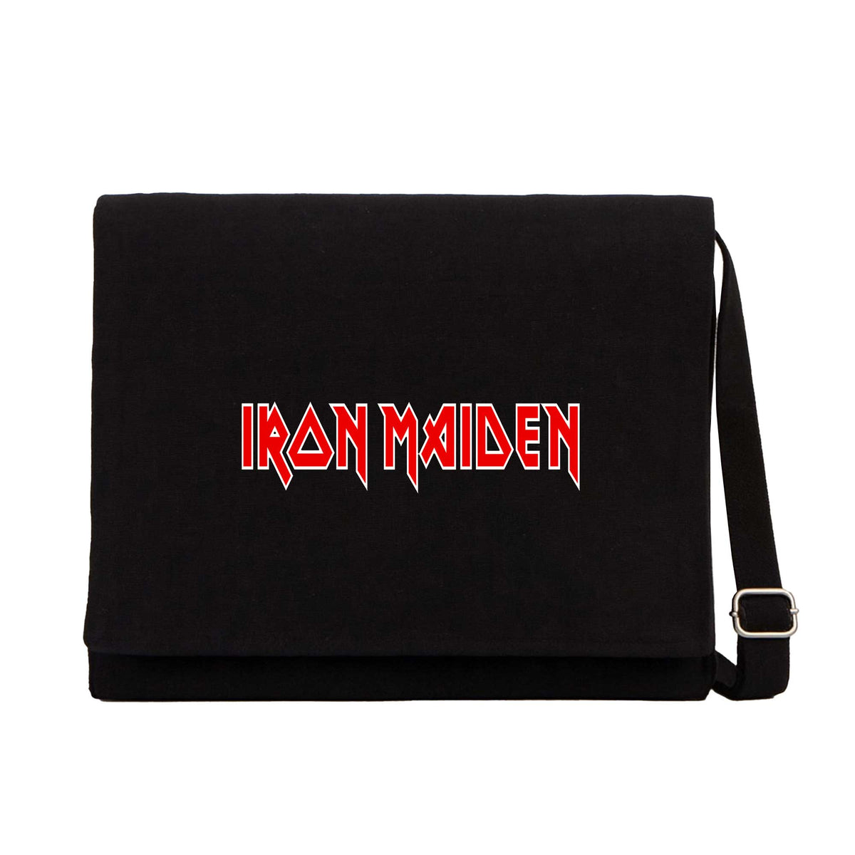 Iron Maiden Red Text Siyah Kanvas Postacı Çantası