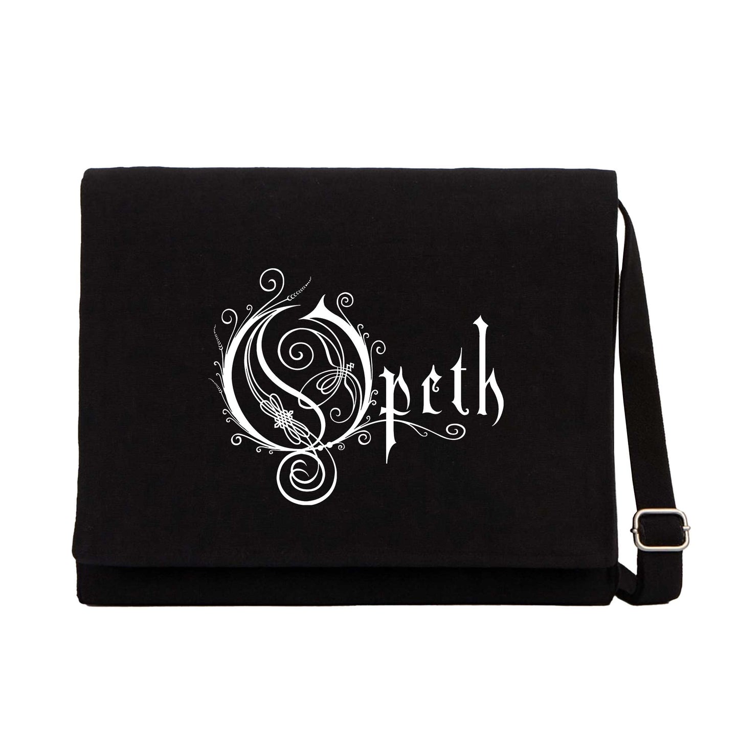 Opeth Logo White Siyah Kanvas Postacı Çantası