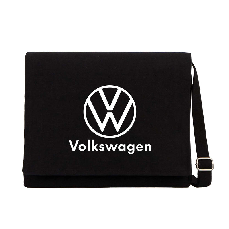 Volkswagen New Logo Text Siyah Kanvas Postacı Çantası
