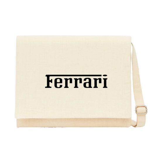 Ferrari Text Black Krem Kanvas Postacı Çantası