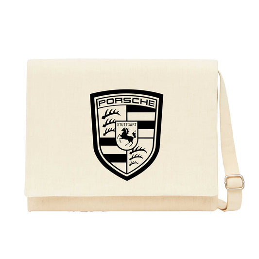 Porsche Logo Black Krem Kanvas Postacı Çantası